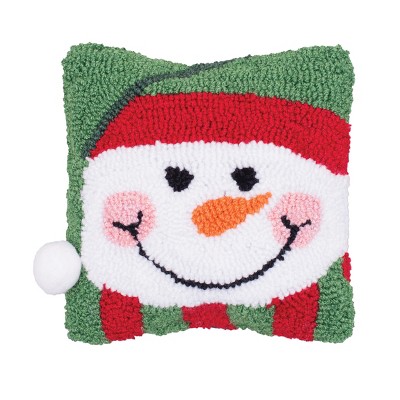 C&F Home Happy Snowman Hooked Small Petite Christmas Holiday Throw Pillow, 8" x 8"