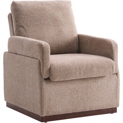 YOUNIKE 27.6” W Armchair Velvet Upholstered Single Sofa Makeup Vanity Chair Modern Living Room Accent Chair with Solid Wood Base