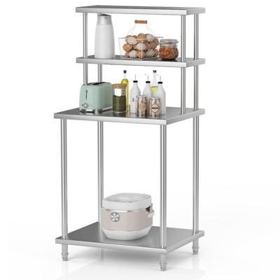 Kitchen Prep Shelf, Stainless Steel Work Table with Overshelves, Commercial Heavy Duty Table with Adjustable Undershelf for Home Restaurant Warehouse