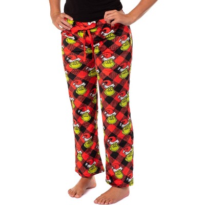 Seven Times Six Dr Seuss Woman's The Grinch Fleece Pajama Pants Junior's Adjustable Waist