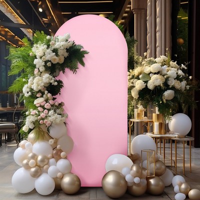 6.6ft Wedding Arch Cover Dual-Sided Color Round Top Arch Backdrop Stands with Zipper Elastic Backdrop Cover for Birthday Party Ceremony Banquet Decor