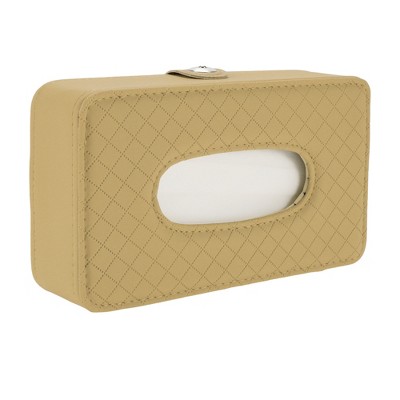 Unique Bargains Universal Car Tissue Holder Tissues Box Cover Car Backseat Extra Large Tissue Organization Faux Leather Beige