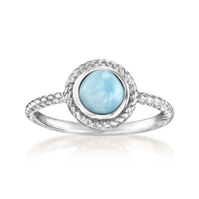 Ross-Simons Larimar Roped Ring in Sterling Silver