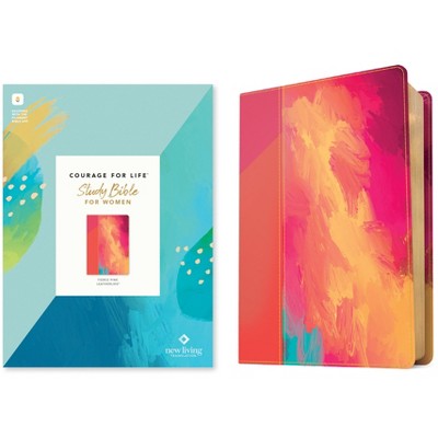NLT Courage for Life Study Bible for Women, Filament Enabled (Leatherlike, Fierce Pink) - by  New Living Translation (Leather Bound)