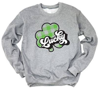 Simply Sage Market Women's Graphic Sweatshirt Buffalo Plaid Lucky