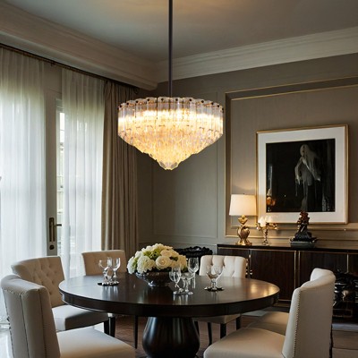 CityFurn 6-Light Modern Tiered Chandelier with Glass Shades