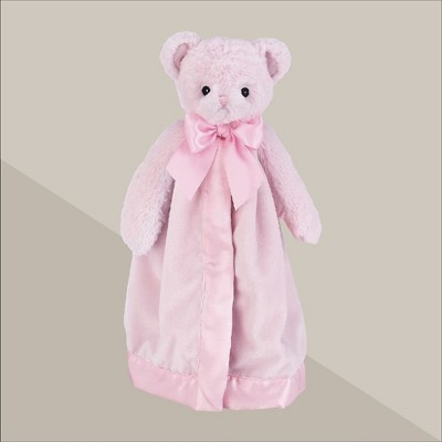 Bearington Baby Huggie Bear Snuggler, 15 Inch Pink Teddy Plush Stuffed Animal Security Blanket Lovey for Babies