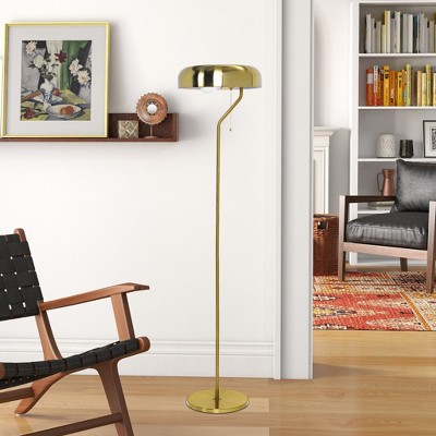 KTMBDW Modern Floor Lamp Simple Design with Gold Shade, Socket Switch, 55" Small Tall Lamps for Living Room Bedroom Office (Without Bulb)