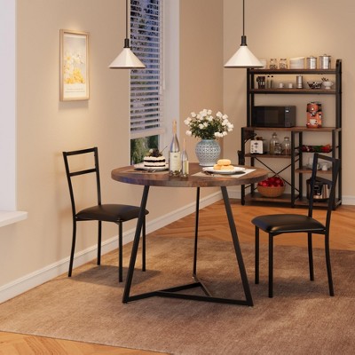 Round Dining Table Set for 2, 3 Piece Kitchen Table Chairs Set, Small Dining Room Table Set with 2 Upholstered Chairs