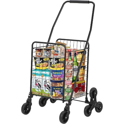 Folding Shopping Cart with 22 Gallon Large Basket, Grocery Cart with 360° Swivel Wheels, 110 Lbs Large Capacity Utility Cart for Shopping, Grocery