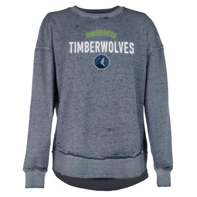 NBA Minnesota Timberwolves Women's Burnout Crew Neck Fleece Sweatshirt