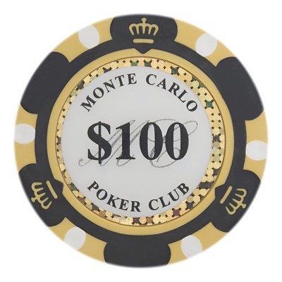 Slickblue 25-Pack Monte Carlo 14g Poker Chips, Clay Composite, Holo Inlay, Casino Style Set, Multi-Color, $1-$10,000