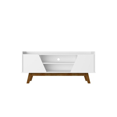 Marcus Mid-Century Modern 4 Shelf TV Stand for TVs up to 55": Storage, Cable Management - Manhattan Comfort
