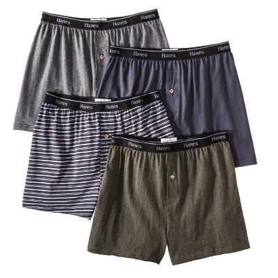Hanes Premium Men's 4pk Stretch Cotton Knit Boxers - Black/Gray XL