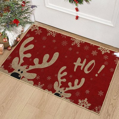 Christmas Doormat Xmas Deer and Snowflake Print Door Mat Entryway Floor Mats