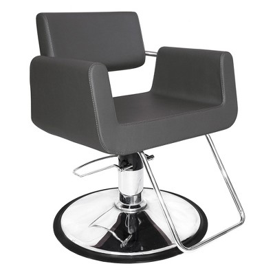 Chromium Brooklyn Professional Salon Styling Chair with High Density Foam Cushions and Steel Construction for Hair Cutting, Styling, and Perms, Gray