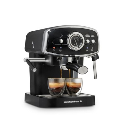 Hamilton Beach Retro Slide Espresso Machine 40730: Electric Coffee Maker, 1050W, Hand Wash, 15-Cup Capacity, Black