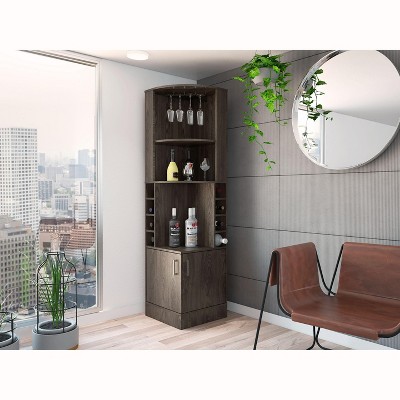 Gulches Bar Cabinet with Eight Bottle Cubbies and Open Shelves