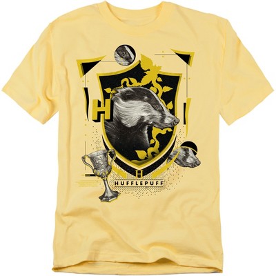 Harry Potter Hufflepuff Shield Wrealistic Badger Adult T-Shirt