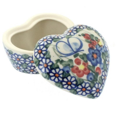 Blue Rose Polish Pottery 125 Vena Small Heart Box