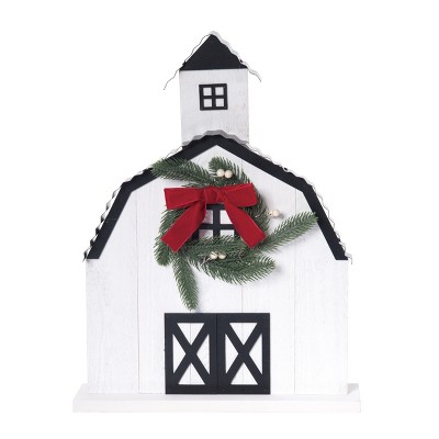Transpac 17.99 in Off-White Christmas Layered Barn Table Decorative Object Pine Holiday Decor