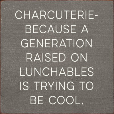 Slickblue Charcuterie Quote Wood Sign – Raised on Lunchables – 7x7 Funny Rustic Kitchen Décor, Multiple Color Options