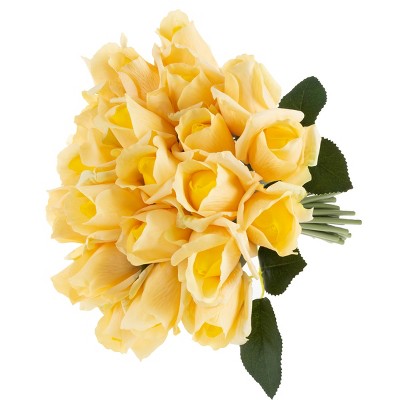 Nature Spring Rose Artificial Flowers - 24Pc Real Touch 11.5-Inch Fake Flower Set with Stems