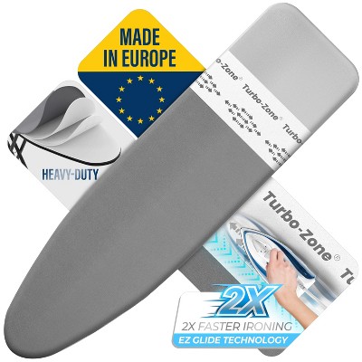 Bartnelli Patented 54"x15" Ironing Board Cover, Scorch-Resistant, Park & Turbo Zone, Gray