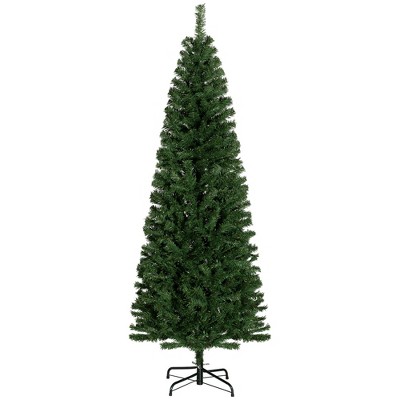 Gulches Unlit Slim Douglas Fir Pencil Christmas Tree - 6ft, Green, 618 Tips, Halloween Tree, Flame-Retardant, Steel Base