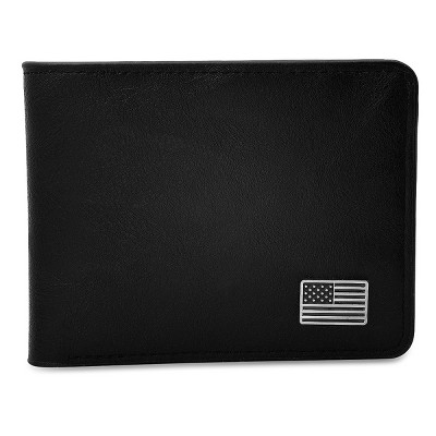 Steeltime Men's Vegan Leather American Flag Wallet. Color Options: Brown, Black