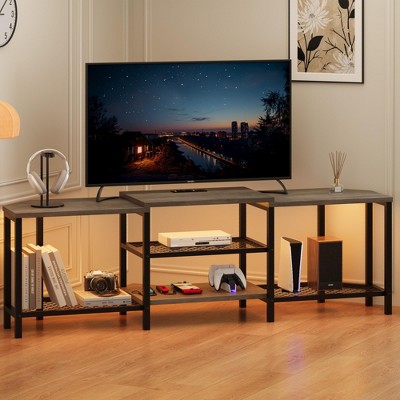 Homhougo 67 Inch Large TV Stand with LED Lights for 55/65/75 Inch TV Gray