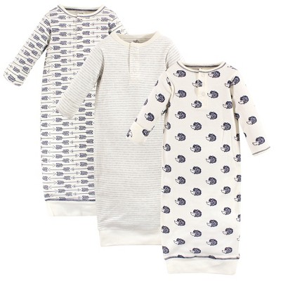 Touched by Nature Baby Boy Organic Cotton Henley Long-Sleeve Gowns 3pk