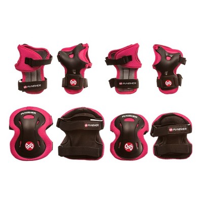 Punisher Skateboards Boys Elbow, Knee, and Wrist Pad Set for Skateboarding or BMX, Youth Ages 8+, Pink