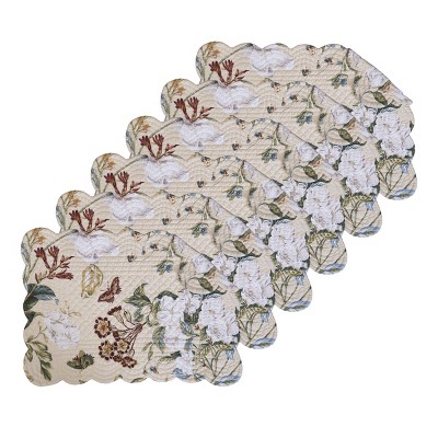 C&F Home Garden Images Reversible Machine Washable Scallop Quilt Placemats Set of 6