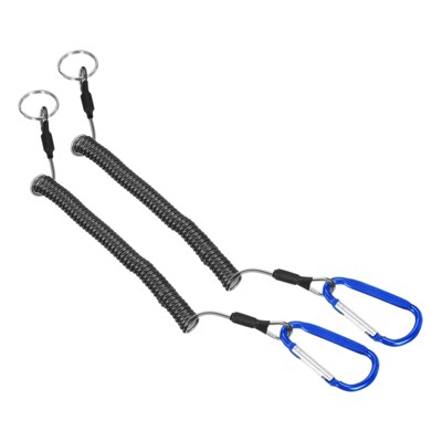Unique Bargains Retractable Coiled Safety Cords Fishing Tool Lanyards with Metal Carabiners 2 Pcs 3.9ft