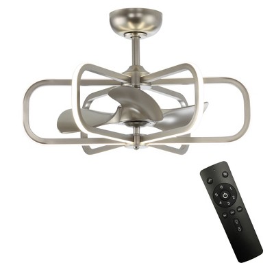 Parrot Uncle 30" Satin Nickel LED Ceiling Fan with Lights and Remote Control Bladeless Ceiling Fan