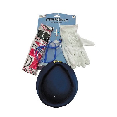 Morris Costumes Women's Stewardess Accessory Kit Halloween Costume Accessories 6pc - Blue One Size