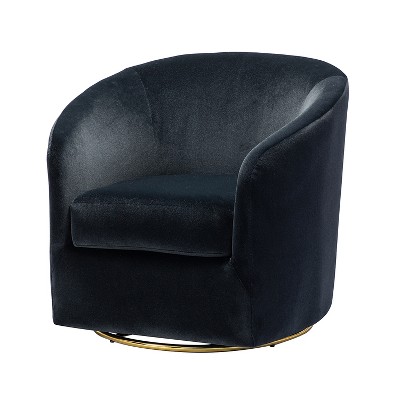 Amarante Comfy Velvet Swivel Chair for Bedroom with Metal Base | Karat Home-TEAL