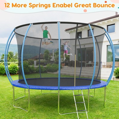 Trampoline 10FT 12FT 14FT 16FT with Enclosure & Ladder, ASTM Approved Heavy-Duty Outdoor Recreational Trampoline for Kids Adults, 440LB Capacity