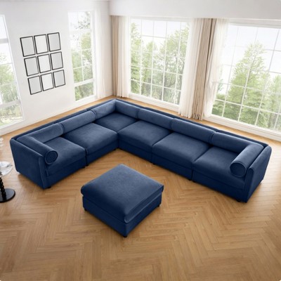 Christopher Knight Home Morley Modern 6-Seats Chenille Upholstered Storage L-Shape Sectional Sofa with Ottoman