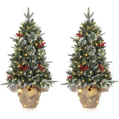 3ft Christmas Tree Artificial Christmas Tree with Vintage Potted Base, Xmas Holiday Decor for Home, Entrances
