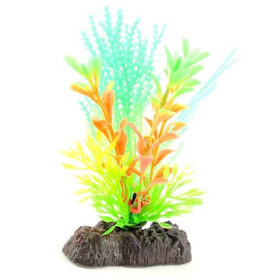 Unique Bargains Aquarium Landscaping Decor Plastic Luminous  Plant Green Light Orange
