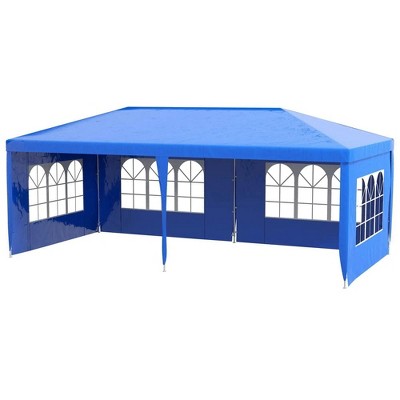 Resenkos Canopy, Outdoor Canopy Tent,9.6' x 19' Large Party Tent with 4 Removable Window Sidewalls for Weddings, Picnics, Blue