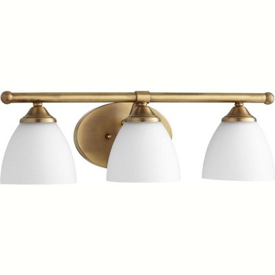 Quorum Lighting Brooks Glass 3-Light Aged Brass Wall Sconce