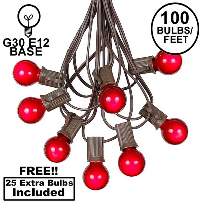 Novelty Lights 100 Feet G30 Globe Outdoor Patio String Lights, Brown Wire