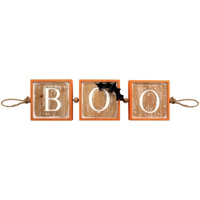 Northlight BOO Wooden Block Halloween Sign with Bats - 27.5"