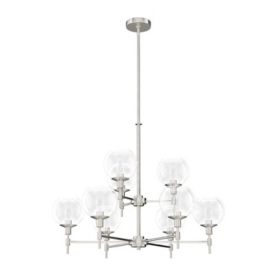 Xidane 32" 9-Light Chandelier Brushed Nickel Metal Ceiling Light - Dazzling Design for Indoor Glamour