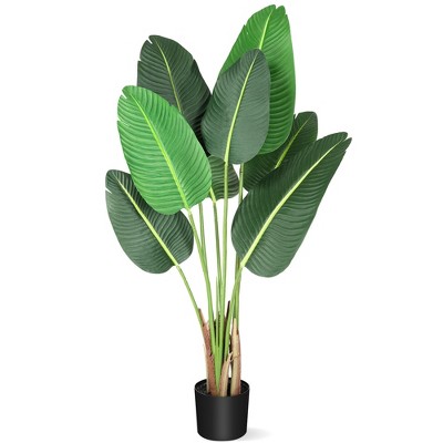 Artificial Tree Bird of Paradise, Artificial Plant Faux Plant Palm Tree Artificial Banana Leaf Fake Plants with Pot for Home Decor