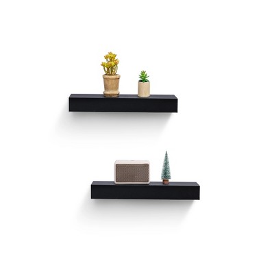 ChicFurnit Wall Shelf Set Floating Wood Shelves Invisible Brackets Hanging Shelf for Books Storage for Indoor Living Room, Black, 18.11"*1.57"*5.91"