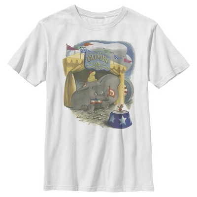 Boy's Dumbo Timothy Circus Tent Retro Portrait T-Shirt